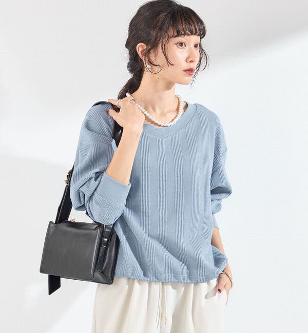 SHIPS Colors 「《追加・新色予約》SHIPS Colors:〈手洗い可能〉変形ワッフル Vネック プルオーバー◆」|Tシャツ・カットソー|