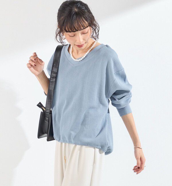 SHIPS Colors 「《追加・新色予約》SHIPS Colors:〈手洗い可能〉変形ワッフル Vネック プルオーバー◆」|Tシャツ・カットソー|