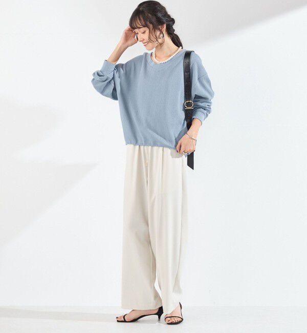 SHIPS Colors 「《追加・新色予約》SHIPS Colors:〈手洗い可能〉変形ワッフル Vネック プルオーバー◆」|Tシャツ・カットソー|