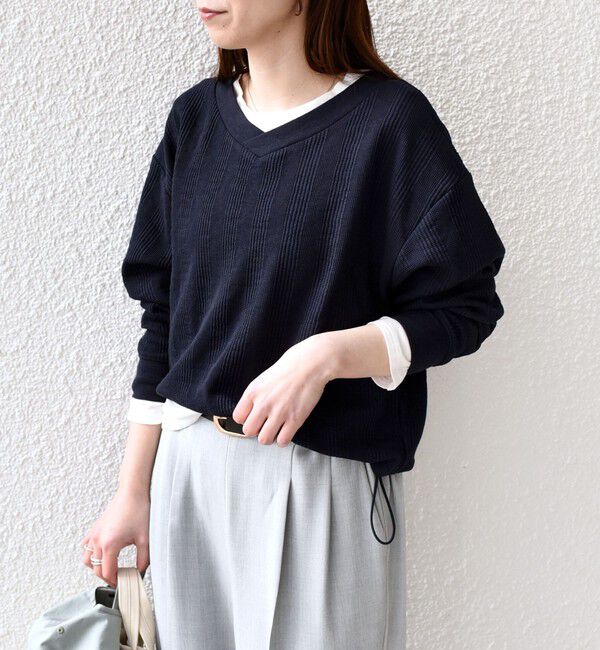 SHIPS Colors 「《追加・新色予約》SHIPS Colors:〈手洗い可能〉変形ワッフル Vネック プルオーバー◆」|Tシャツ・カットソー|