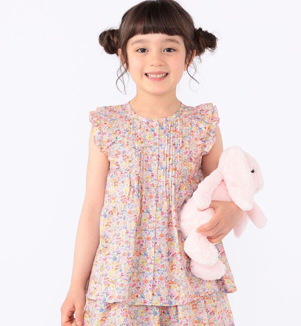 SHIPS KIDS「SHIPS KIDS:100～130cm / リバティ フリル ブラウス」|シャツ・ブラウス|レッド系