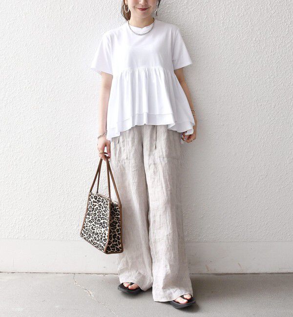 SHIPS any「SHIPS any:〈洗濯機可能〉ジャージー ダブルヘム ペプラム TEE」|Tシャツ・カットソー|