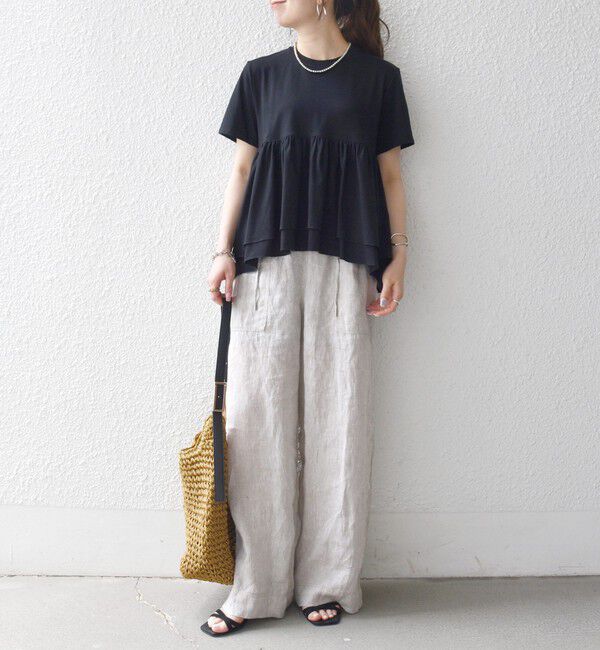 SHIPS any「SHIPS any:〈洗濯機可能〉ジャージー ダブルヘム ペプラム TEE」|Tシャツ・カットソー|
