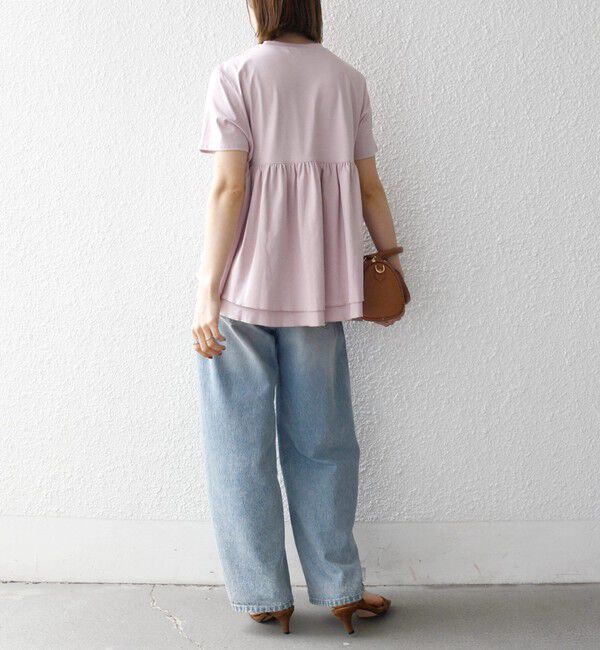 SHIPS any「SHIPS any:〈洗濯機可能〉ジャージー ダブルヘム ペプラム TEE」|Tシャツ・カットソー|