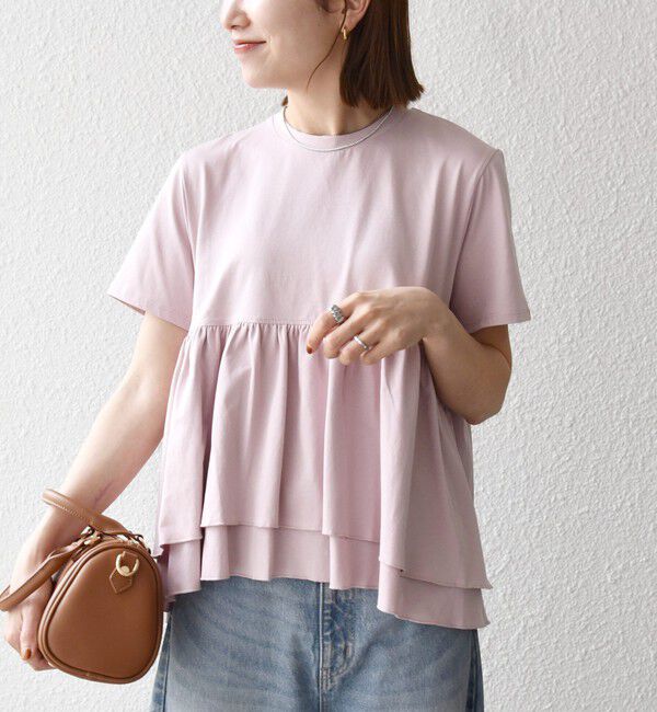 SHIPS any「SHIPS any:〈洗濯機可能〉ジャージー ダブルヘム ペプラム TEE」|Tシャツ・カットソー|