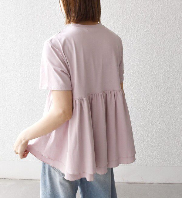 SHIPS any「SHIPS any:〈洗濯機可能〉ジャージー ダブルヘム ペプラム TEE」|Tシャツ・カットソー|