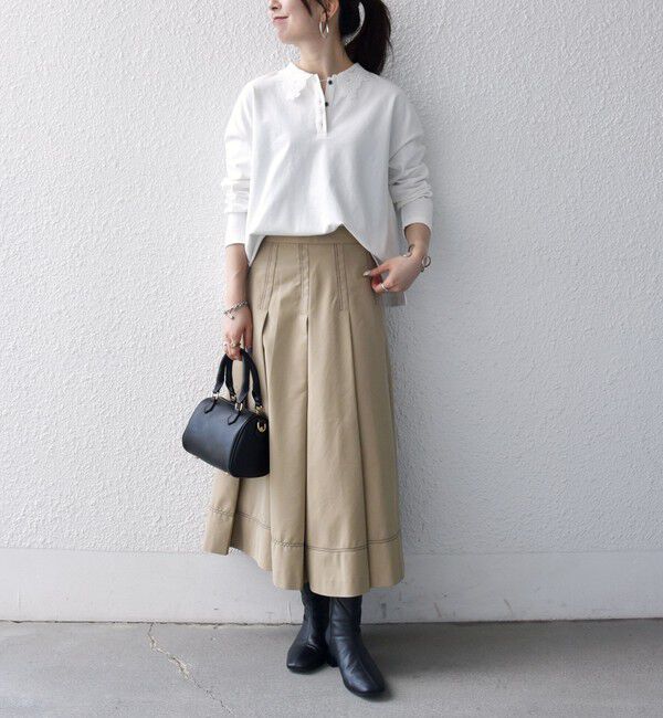 SHIPS any「《予約》SHIPS any:〈洗濯機可能〉レース カラー ロングスリーブ ポロ プルオーバー」|Tシャツ・カットソー|