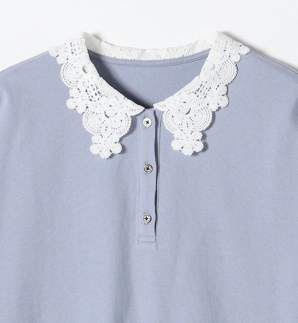 SHIPS any「《予約》SHIPS any:〈洗濯機可能〉レース カラー ロングスリーブ ポロ プルオーバー」|Tシャツ・カットソー|