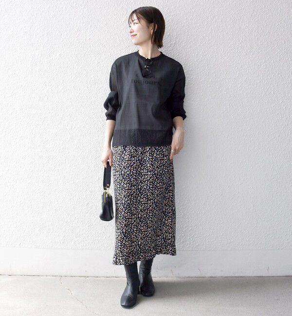 SHIPS any「《予約》SHIPS any:〈手洗い可能〉シアー ワイド トップス  &times; フレンチ ロゴ TEE」|シャツ・ブラウス|