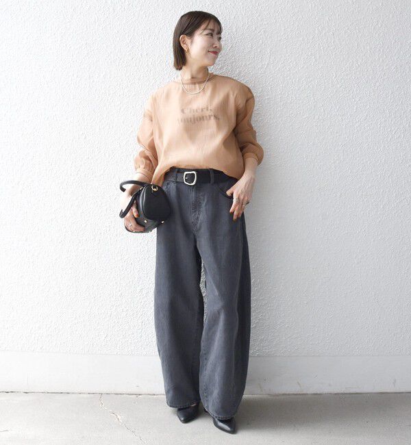 SHIPS any「《予約》SHIPS any:〈手洗い可能〉シアー ワイド トップス  &times; フレンチ ロゴ TEE」|シャツ・ブラウス|