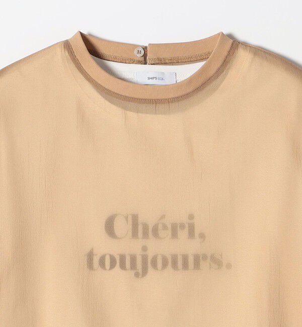 SHIPS any「《予約》SHIPS any:〈手洗い可能〉シアー ワイド トップス  &times; フレンチ ロゴ TEE」|シャツ・ブラウス|