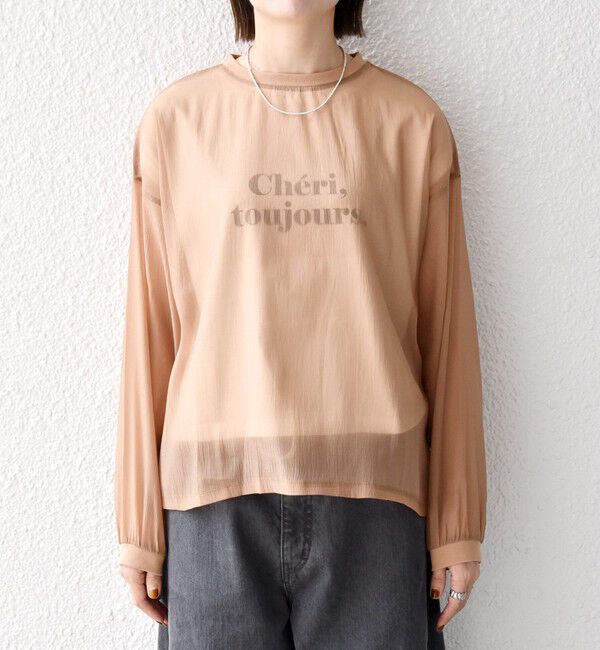 SHIPS any「《予約》SHIPS any:〈手洗い可能〉シアー ワイド トップス  &times; フレンチ ロゴ TEE」|シャツ・ブラウス|