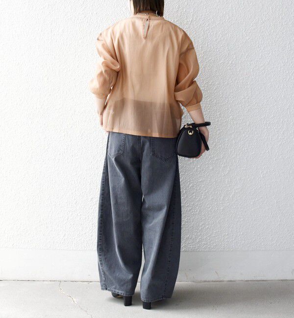 SHIPS any「《予約》SHIPS any:〈手洗い可能〉シアー ワイド トップス  &times; フレンチ ロゴ TEE」|シャツ・ブラウス|