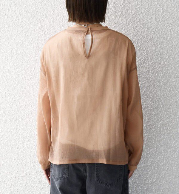 SHIPS any「《予約》SHIPS any:〈手洗い可能〉シアー ワイド トップス  &times; フレンチ ロゴ TEE」|シャツ・ブラウス|