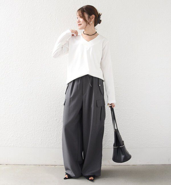 SHIPS for women「《予約》【WEB限定】〈ネックが選べる〉オーガニックコットン バリエーション ネック ロングスリーブ TEE」|Tシャツ・カットソー|
