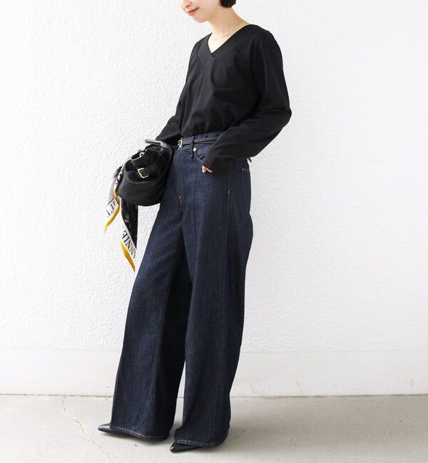 SHIPS for women「《予約》【WEB限定】〈ネックが選べる〉オーガニックコットン バリエーション ネック ロングスリーブ TEE」|Tシャツ・カットソー|