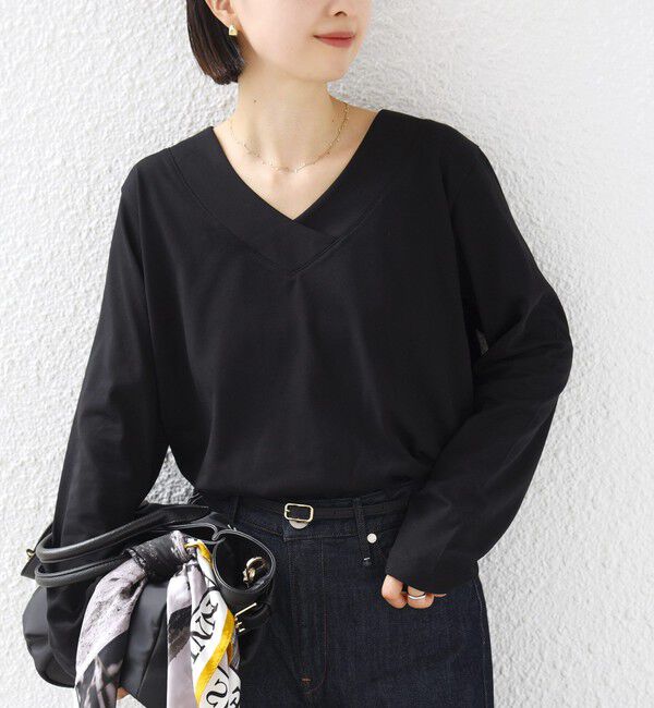 SHIPS for women「《予約》【WEB限定】〈ネックが選べる〉オーガニックコットン バリエーション ネック ロングスリーブ TEE」|Tシャツ・カットソー|