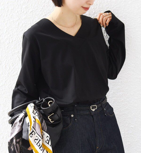 SHIPS for women「《予約》【WEB限定】〈ネックが選べる〉オーガニックコットン バリエーション ネック ロングスリーブ TEE」|Tシャツ・カットソー|