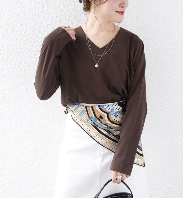 SHIPS for women「《予約》【WEB限定】〈ネックが選べる〉オーガニックコットン バリエーション ネック ロングスリーブ TEE」|Tシャツ・カットソー|