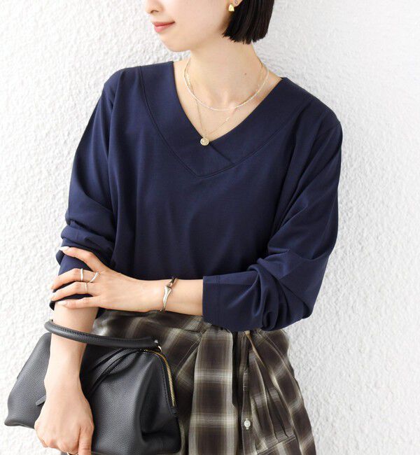 SHIPS for women「《予約》【WEB限定】〈ネックが選べる〉オーガニックコットン バリエーション ネック ロングスリーブ TEE」|Tシャツ・カットソー|