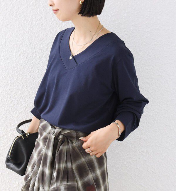 SHIPS for women「《予約》【WEB限定】〈ネックが選べる〉オーガニックコットン バリエーション ネック ロングスリーブ TEE」|Tシャツ・カットソー|