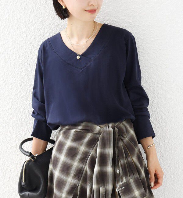 SHIPS for women「《予約》【WEB限定】〈ネックが選べる〉オーガニックコットン バリエーション ネック ロングスリーブ TEE」|Tシャツ・カットソー|