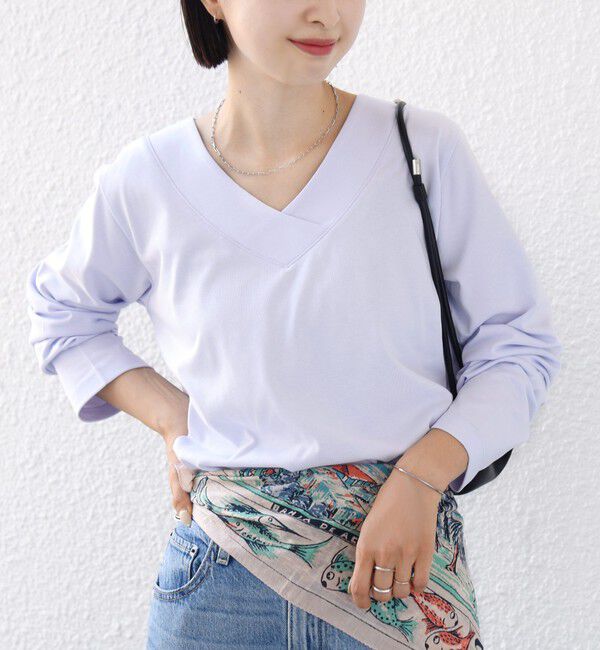 SHIPS for women「《予約》【WEB限定】〈ネックが選べる〉オーガニックコットン バリエーション ネック ロングスリーブ TEE」|Tシャツ・カットソー|