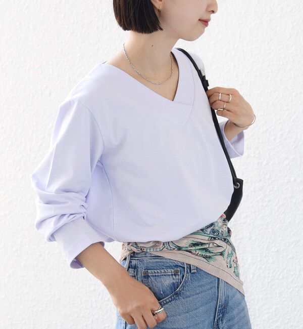 SHIPS for women「《予約》【WEB限定】〈ネックが選べる〉オーガニックコットン バリエーション ネック ロングスリーブ TEE」|Tシャツ・カットソー|