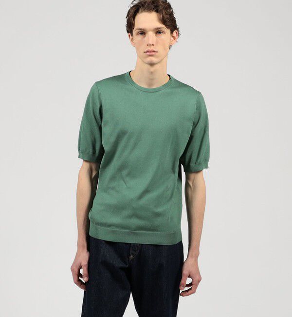 TOMORROWLAND MENS「TOMORROWLAND tricot シルクコットン クルーネック半袖ニット SESIA」|ニット・セーター|