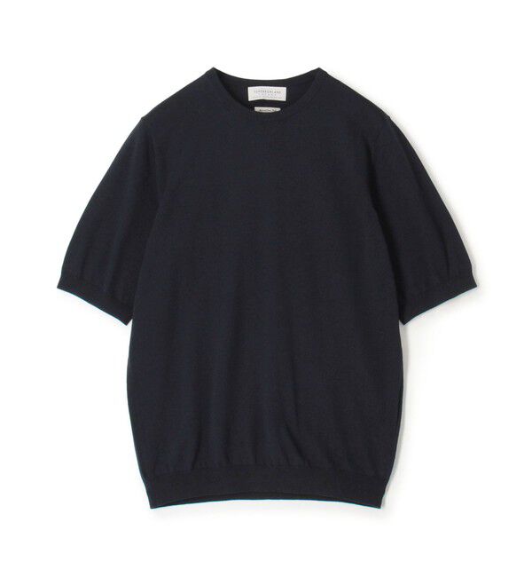 TOMORROWLAND MENS「TOMORROWLAND tricot シルクコットン クルーネック半袖ニット SESIA」|ニット・セーター|67 ネイビー