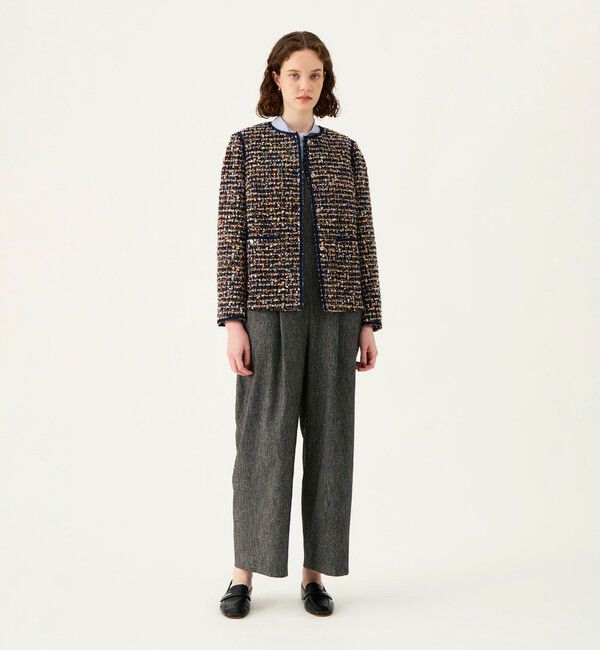 Ballsey「【WEB先行予約】ヘアリーヤーンツイード クルーネックジャケット」|ノーカラージャケット|