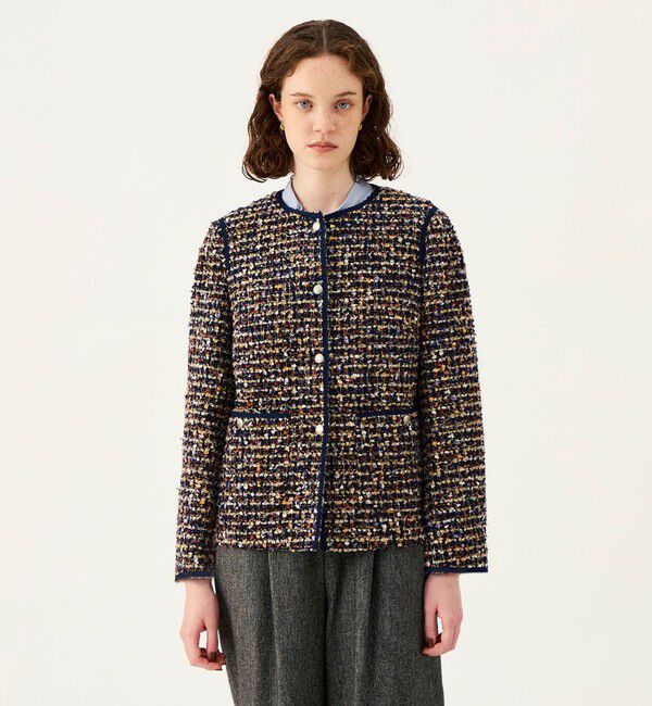 Ballsey「【WEB先行予約】ヘアリーヤーンツイード クルーネックジャケット」|ノーカラージャケット|
