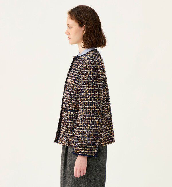 Ballsey「【WEB先行予約】ヘアリーヤーンツイード クルーネックジャケット」|ノーカラージャケット|