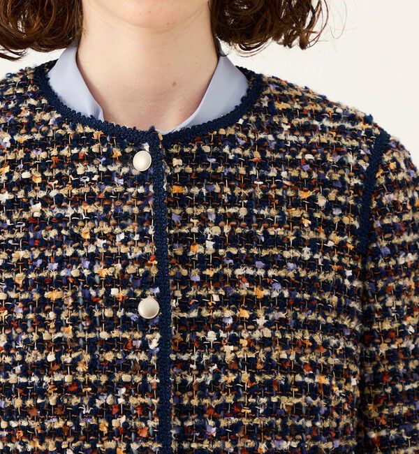 Ballsey「【WEB先行予約】ヘアリーヤーンツイード クルーネックジャケット」|ノーカラージャケット|