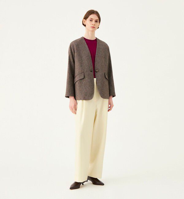 Ballsey「【WEB先行予約】ネップカルゼ ディープVネックジャケット」|ノーカラージャケット|