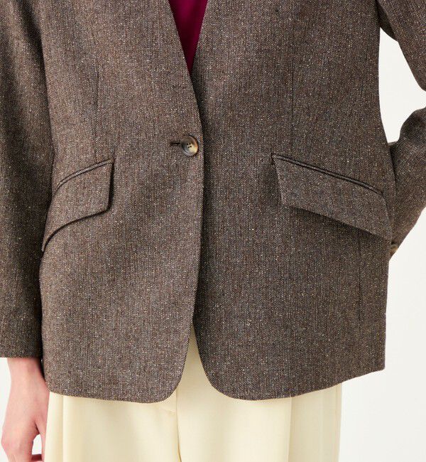 Ballsey「【WEB先行予約】ネップカルゼ ディープVネックジャケット」|ノーカラージャケット|