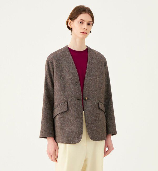 Ballsey「【WEB先行予約】ネップカルゼ ディープVネックジャケット」|ノーカラージャケット|