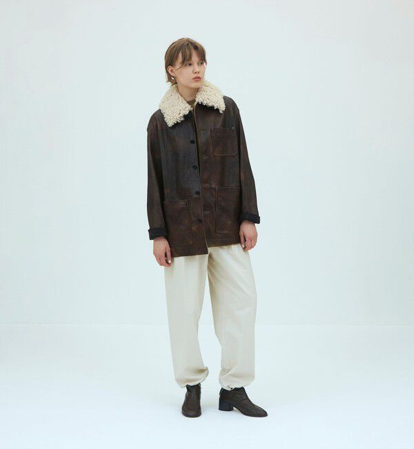 GALERIE VIE「ラムレザー ムートンカラーショートコート」|その他|