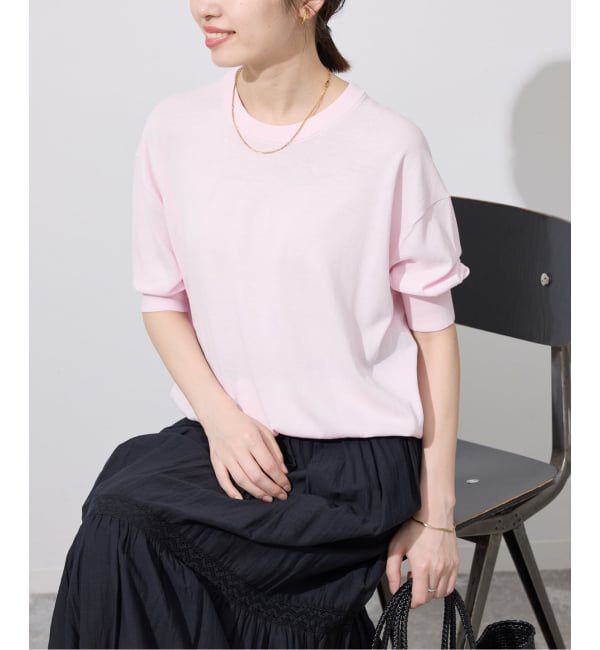 SLOBE IENA「《シリーズあり》コットンキュプラハーフスリーブプルオーバー」|ニット・セーター|