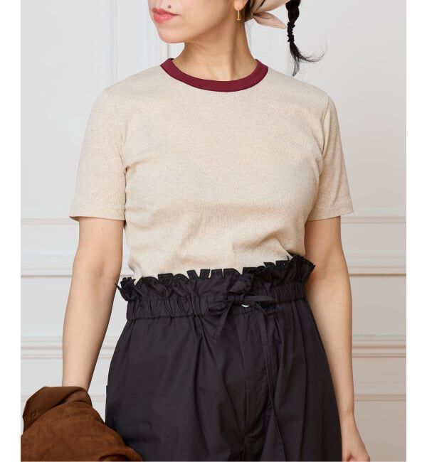 IENA LA BOUCLE「IENA LA BOUCLE コットンリブハーフスリーブカットソー」|Tシャツ・カットソー|