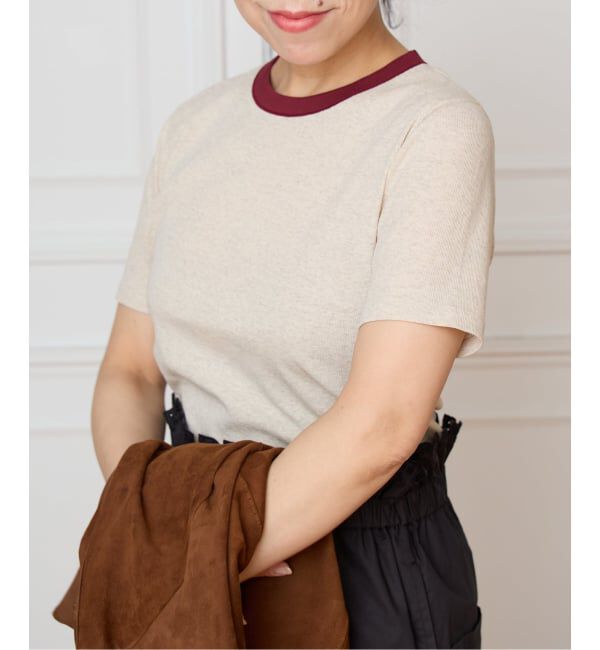 IENA LA BOUCLE「IENA LA BOUCLE コットンリブハーフスリーブカットソー」|Tシャツ・カットソー|