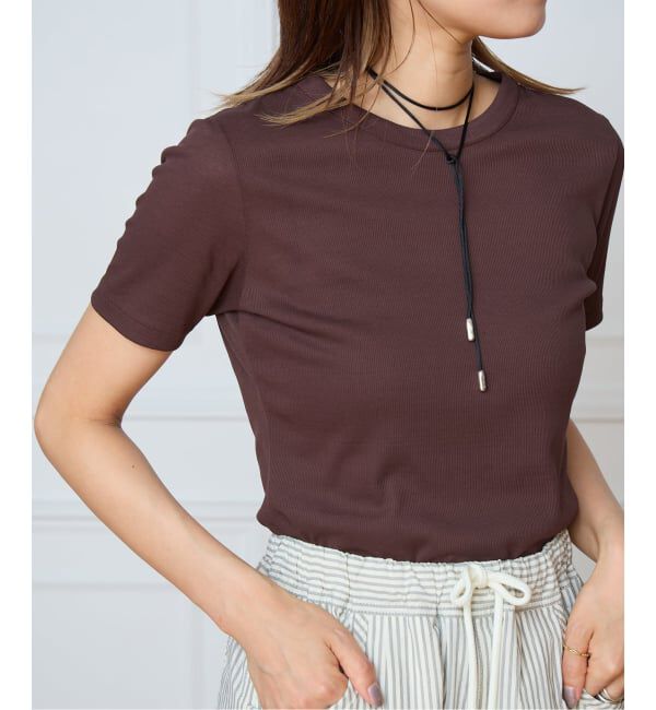 IENA LA BOUCLE「IENA LA BOUCLE コットンリブハーフスリーブカットソー」|Tシャツ・カットソー|