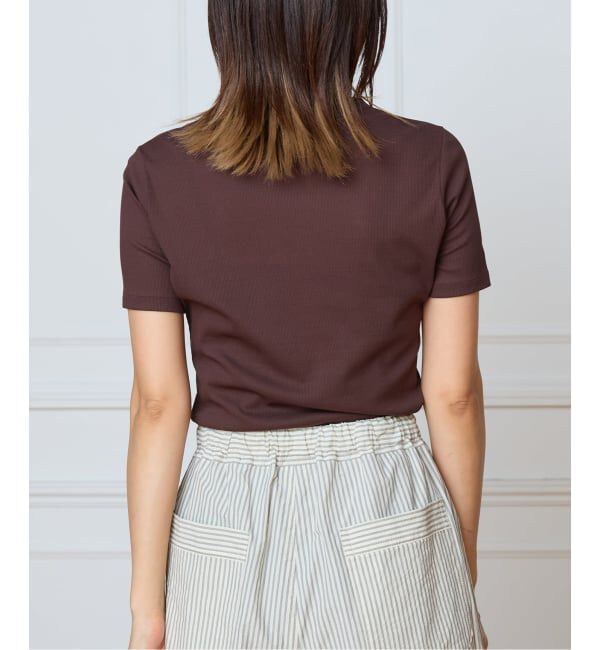 IENA LA BOUCLE「IENA LA BOUCLE コットンリブハーフスリーブカットソー」|Tシャツ・カットソー|