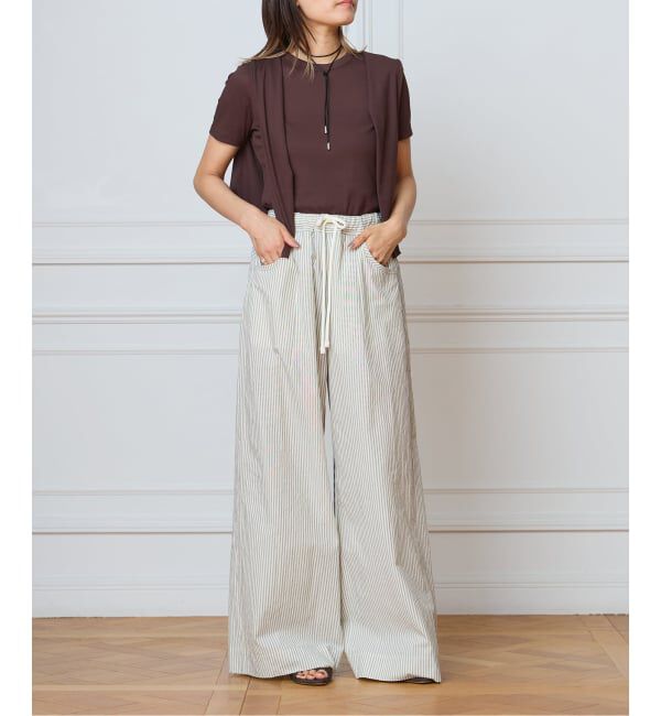IENA LA BOUCLE「IENA LA BOUCLE コットンリブハーフスリーブカットソー」|Tシャツ・カットソー|