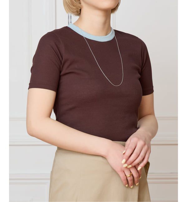 IENA LA BOUCLE「IENA LA BOUCLE コットンリブハーフスリーブカットソー」|Tシャツ・カットソー|