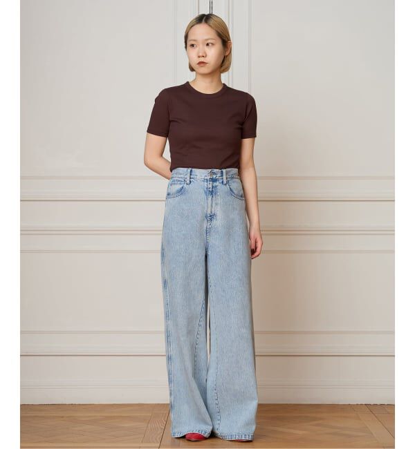 IENA LA BOUCLE「IENA LA BOUCLE コットンリブハーフスリーブカットソー」|Tシャツ・カットソー|