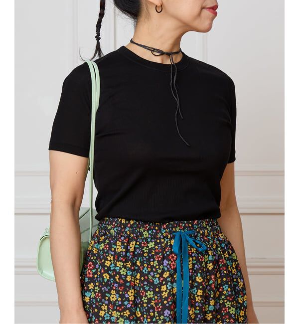IENA LA BOUCLE「IENA LA BOUCLE コットンリブハーフスリーブカットソー」|Tシャツ・カットソー|