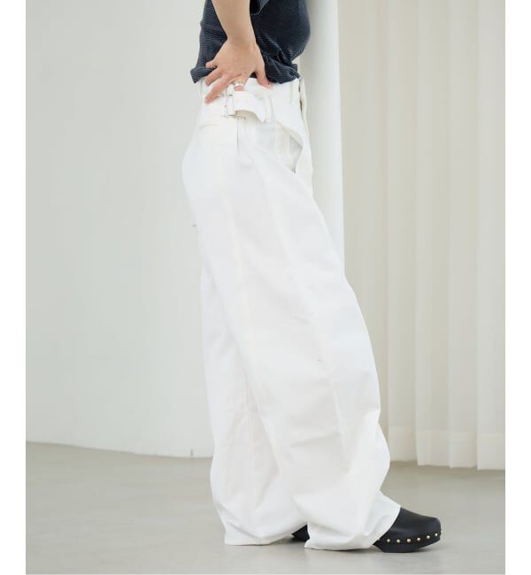 IENA LA BOUCLE「NEPLA. ネプラ サイドWベルトカーブパンツ IS02A-6S」|デニム|