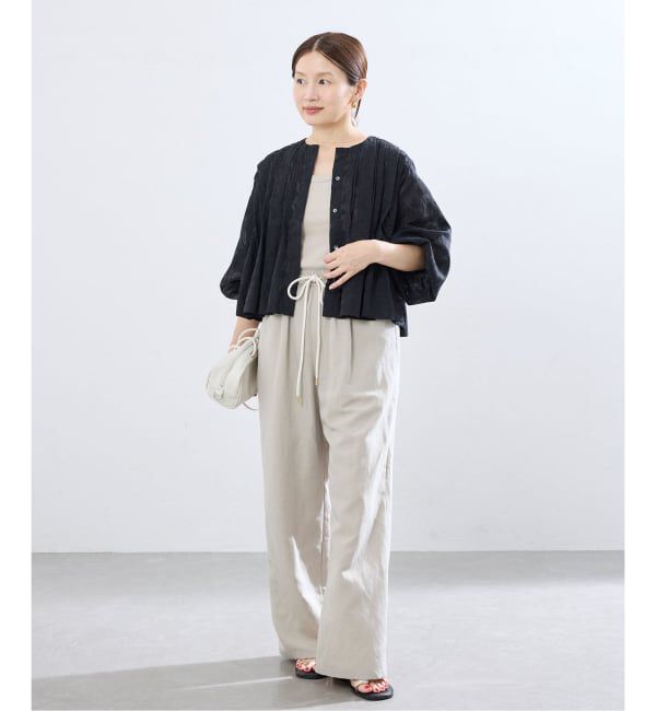 IENA「《追加/UVカット》テレコストレッチフレンチノースリーブ」|Tシャツ・カットソー|