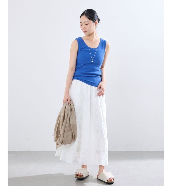 IENA「《追加/UVカット》テレコストレッチフレンチノースリーブ」|Tシャツ・カットソー|